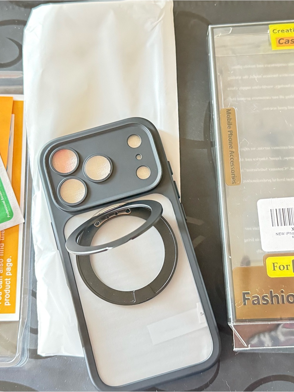 Generic Black Clear Phone Case with Detachable Camera Ring